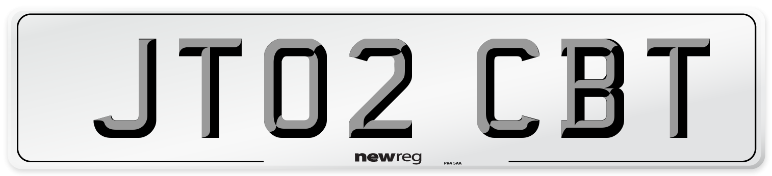 JT02 CBT Number Plate from New Reg